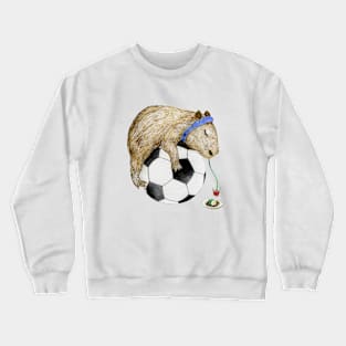 Tired baby capybara on football Crewneck Sweatshirt